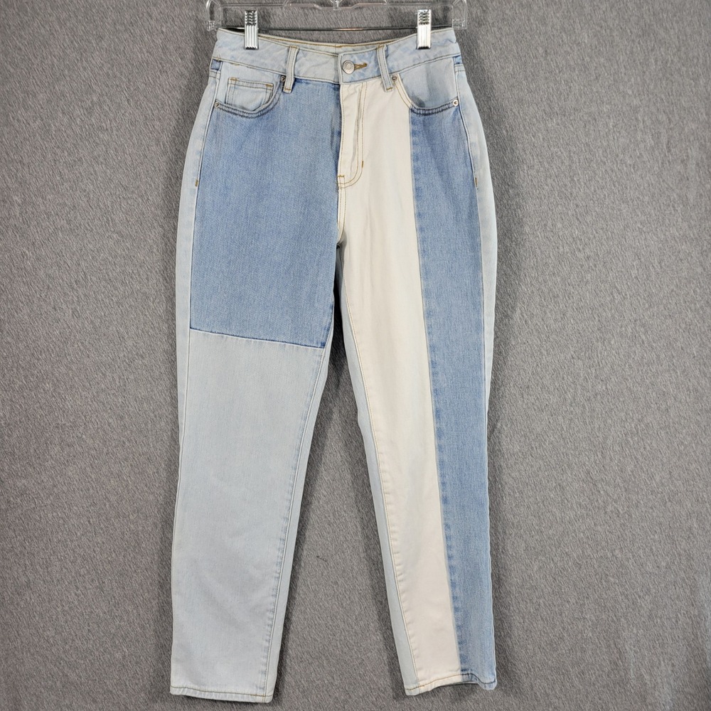 PacSun Mom Jean Women 25 Patchwork Colorblock High Rise 90s Indie Two Tone Retro